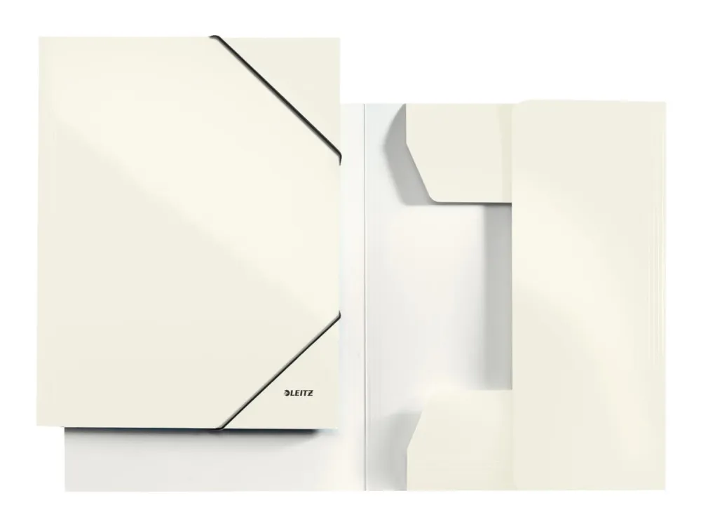 Elastikmappe A4 Leitz WOW - 3-folds mappe - blank perle hvid (stk.)