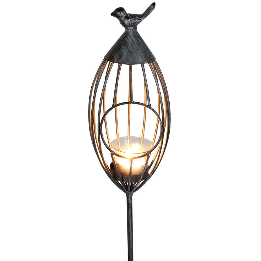 Gartenstecker Vogelkäfig 11x101cm Silber-Grau