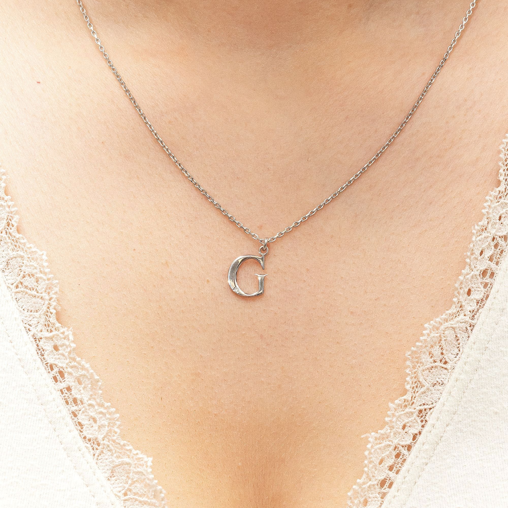 Diamonds by Ellen K. Halskette Silber 925 mit 1x Diamant 0,008ct. Buchstabe G