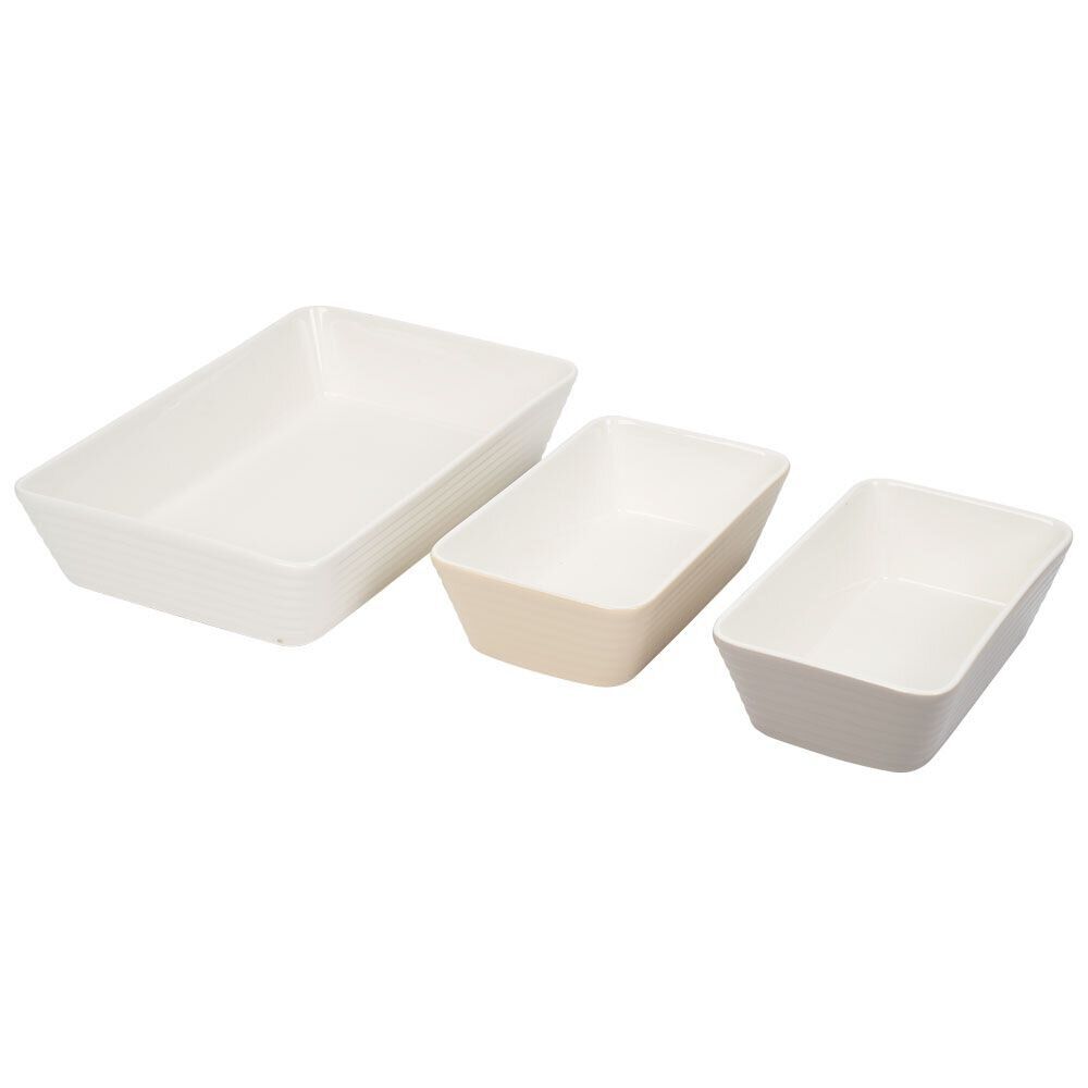 Plat rectangulaire cuisson four x3 céramique blanc