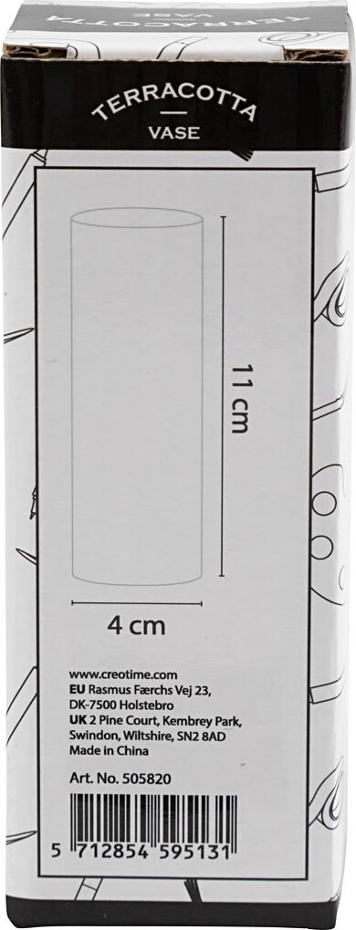 Vase - H 11 CM - Ø 4 CM - Hvid - 1 Stk