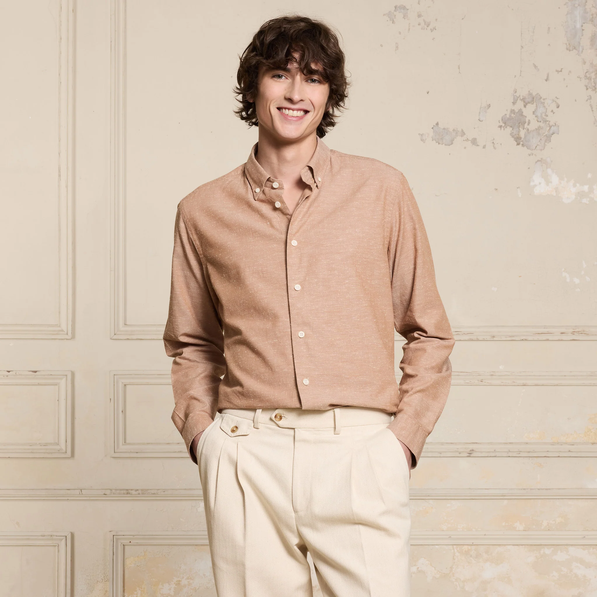 Salmon chip cotton shirt