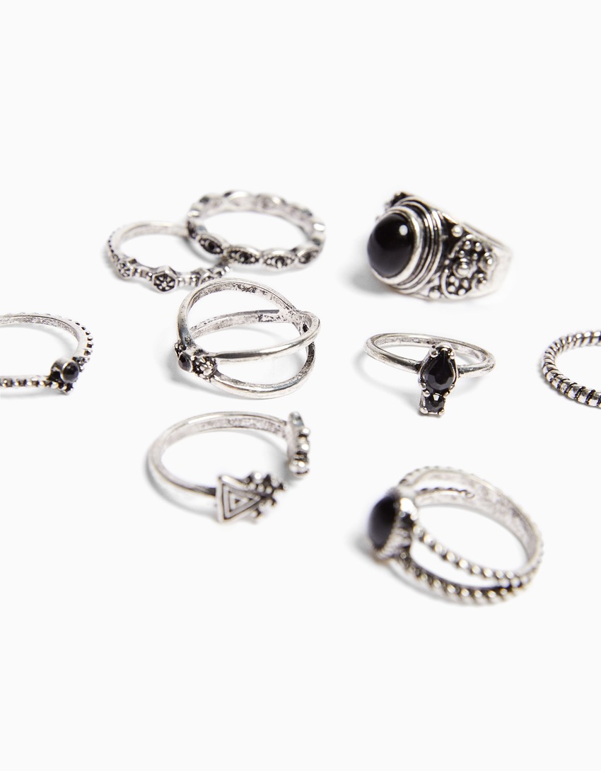 Conjunto de 9 anéis boho