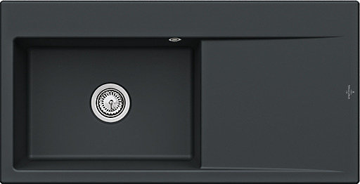 Évier en céramique 1 cuve à gauche à encastrer Villeroy & Boch Subway Style anthracite mat