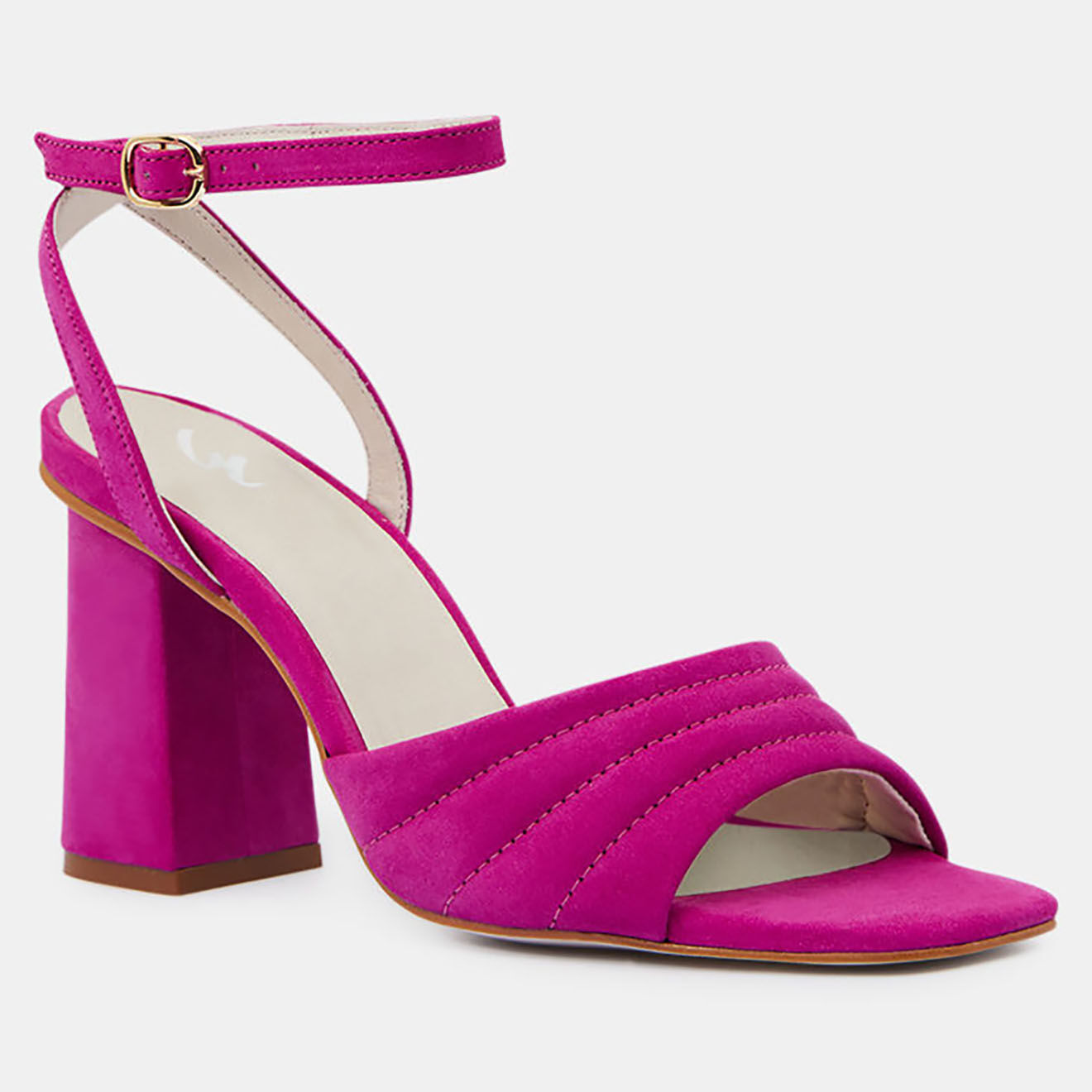 Galeries Lafayette Sandales à talon en Cuir matelassées fuchsia - Talon 8 cm