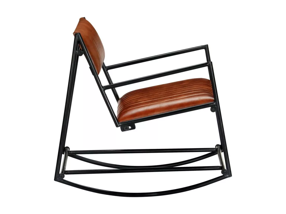 Chaise à bascule Marron Cuir véritable