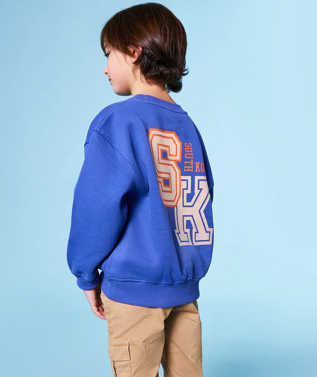 SWEAT GARÇON EN FIBRES RECYCLÉES VIOLET AVEC MOTIFS THÈME KOREA