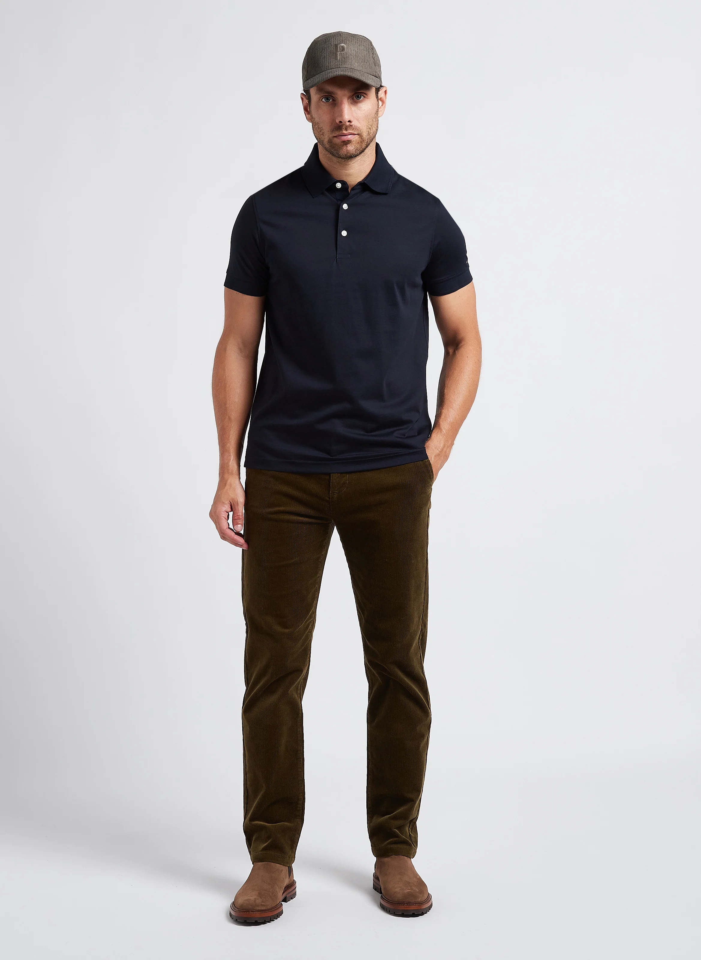 Polo droit en coton| Bleu