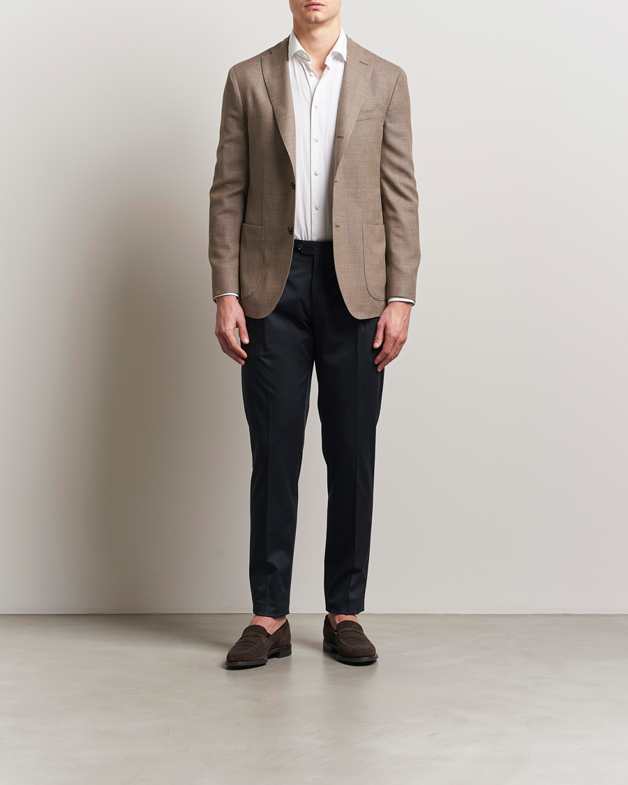 Lardini Pleated Cotton Stretch Trousers Navy