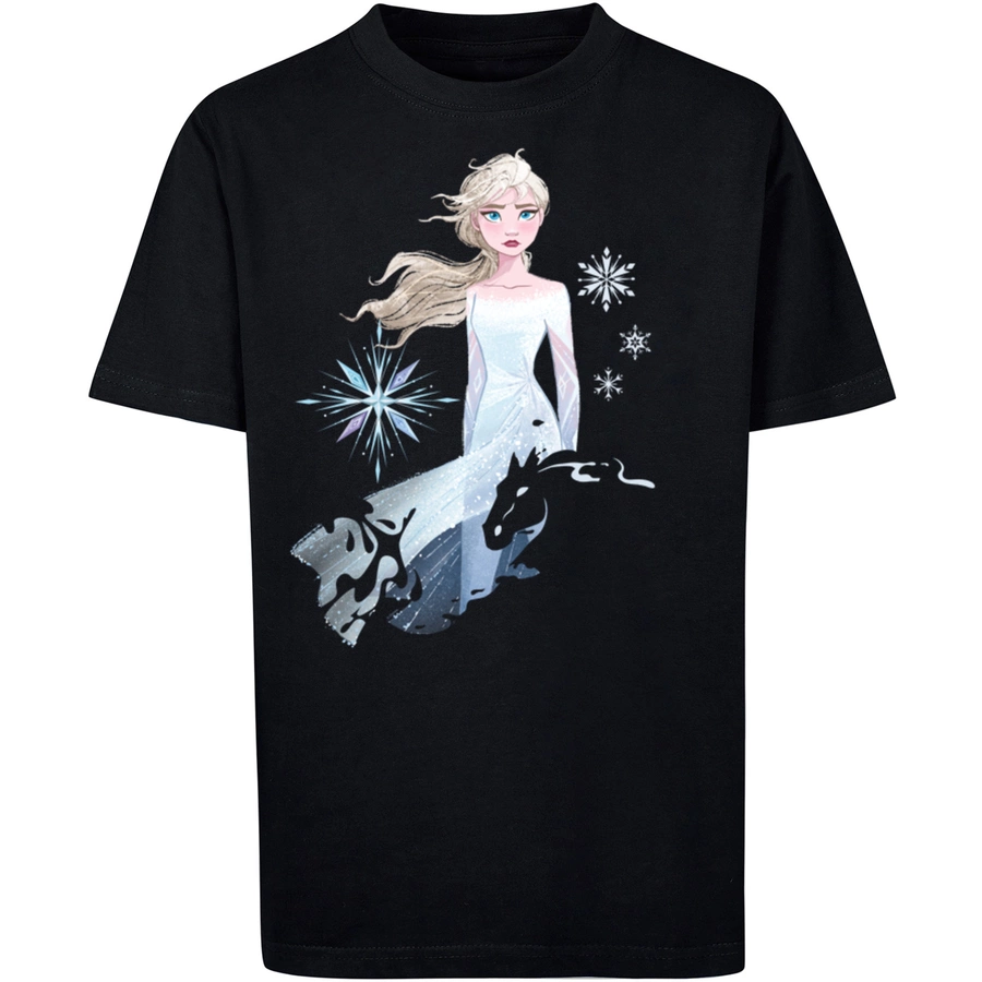 F4NT4STIC T-Shirt  Frozen 2 Elsa Nokk Wassergeist Pferd Silhouette schwarz