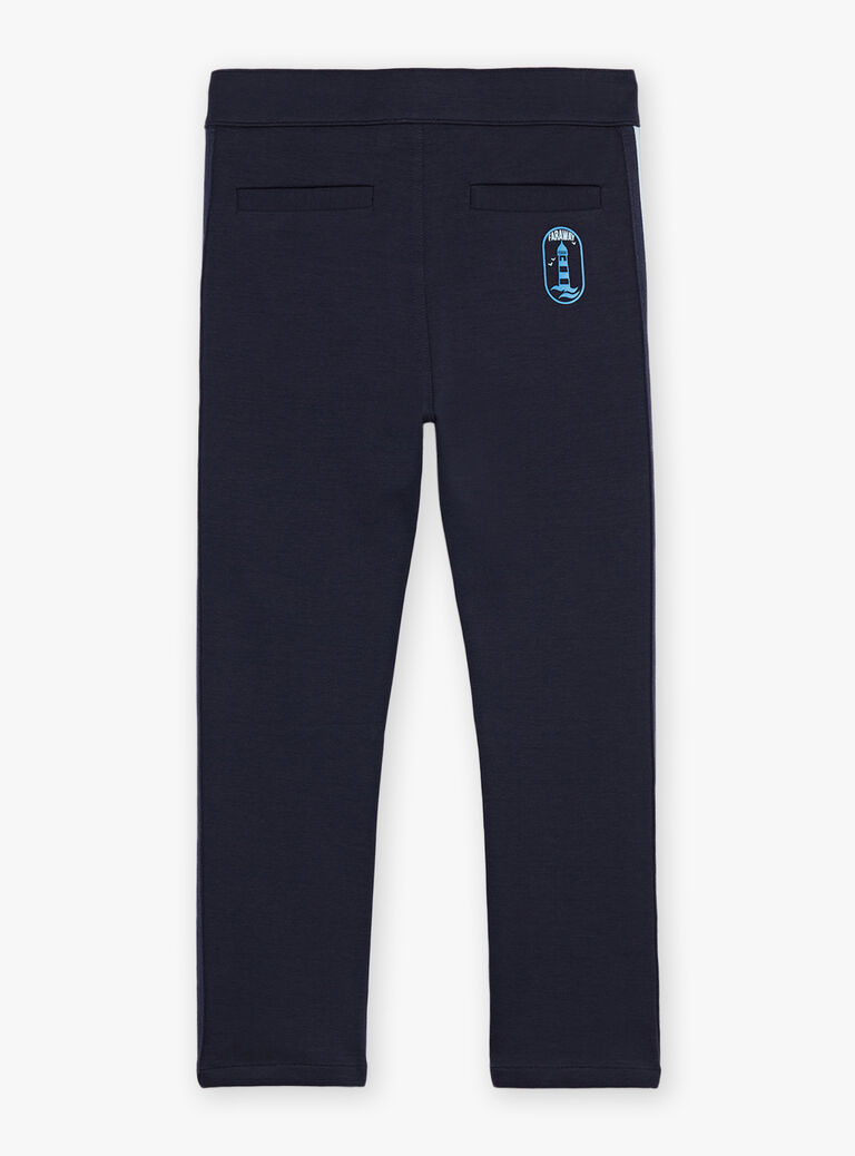 Pantalon bleu marine à bandes contrastantes
