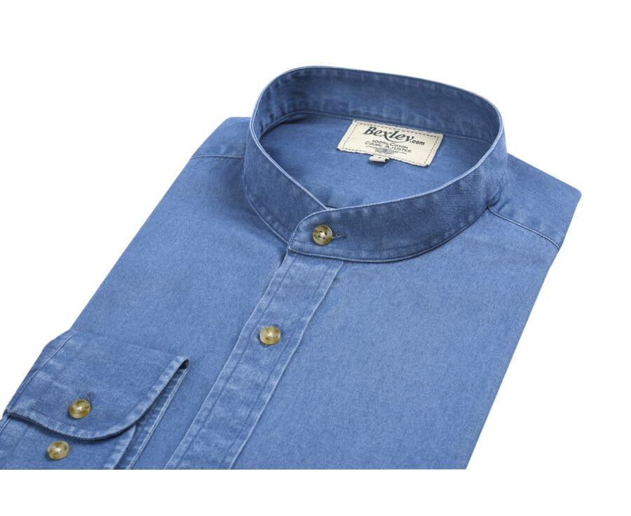 Chemise jean denim Indigo - Col officier - JOSEPH
