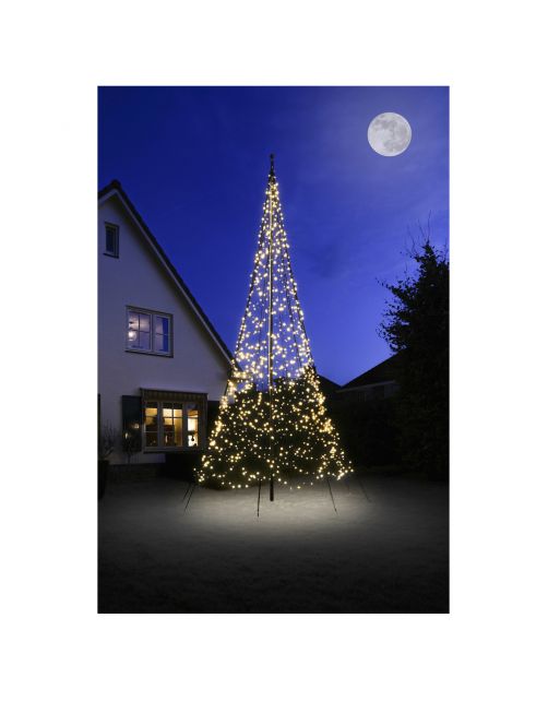 Fairybell Vlaggenmast Kerstboom - Kerstverlichting - 600 cm Warm Wit 1200 led