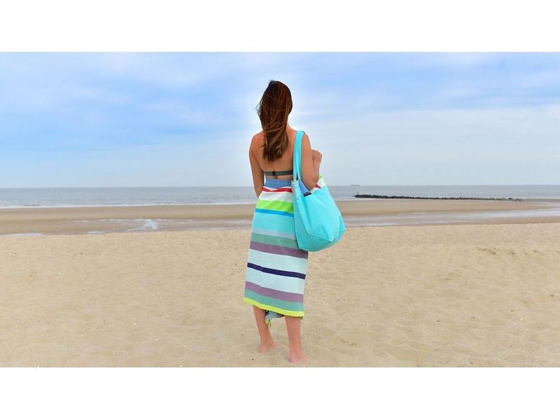 Remember Strandtuch Hamam Laguna 170 x 90 cm, Mehrfarbig Badetuch mit Fransen