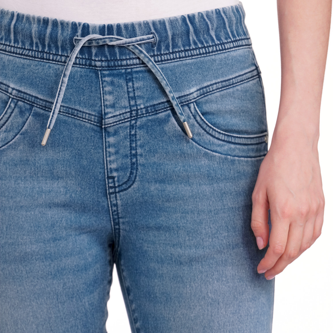 Gina Damen Jeggings mit Elastikbund hellblau
