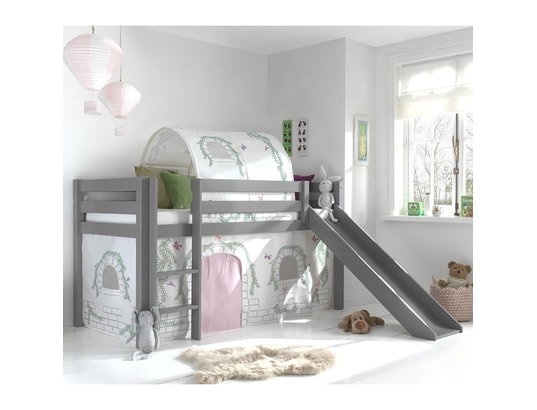 VIPACK - Lit mi-hauteur 90x200 avec toboggan sommier inclus et housse...