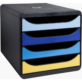 Module classement exacompta big box bee blue polystyrene  monobloc 4 tiroirs a4+        superposable ultra rigide