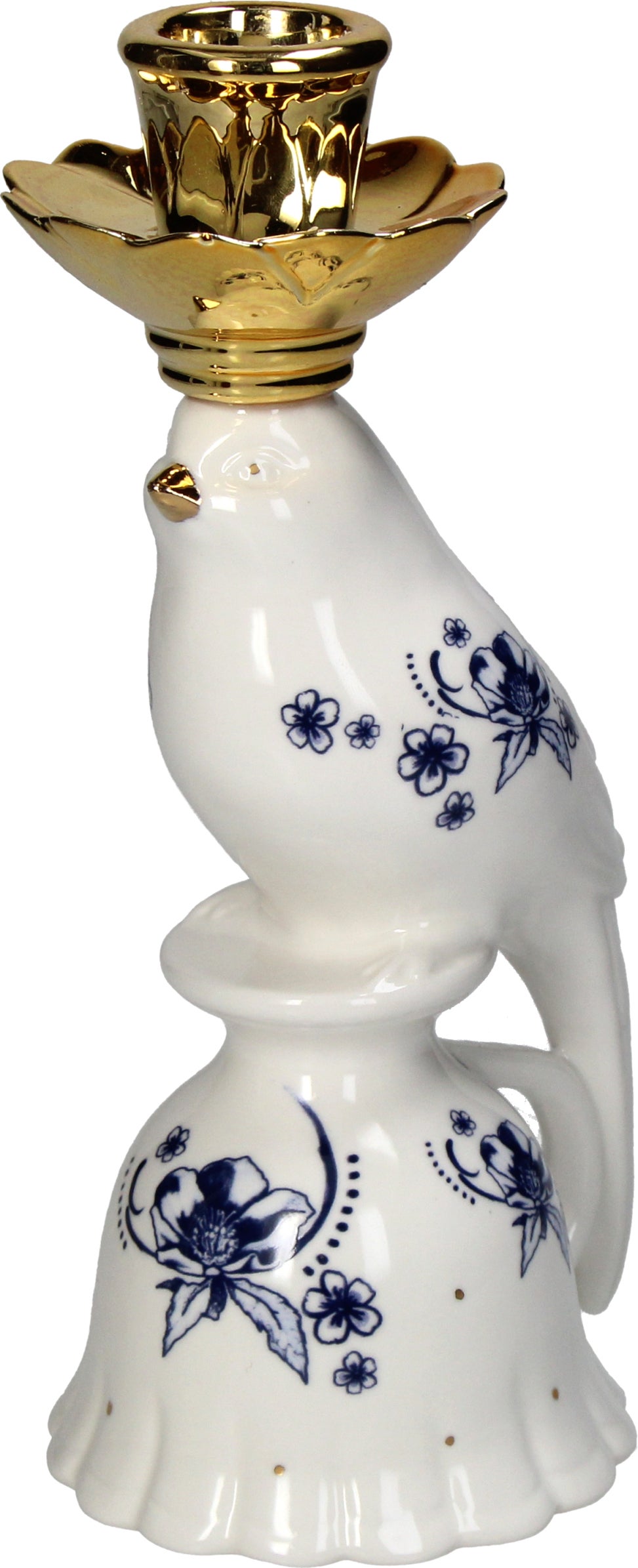 Kandelaar Clara wit / goud 10 x 8 x 21 cm