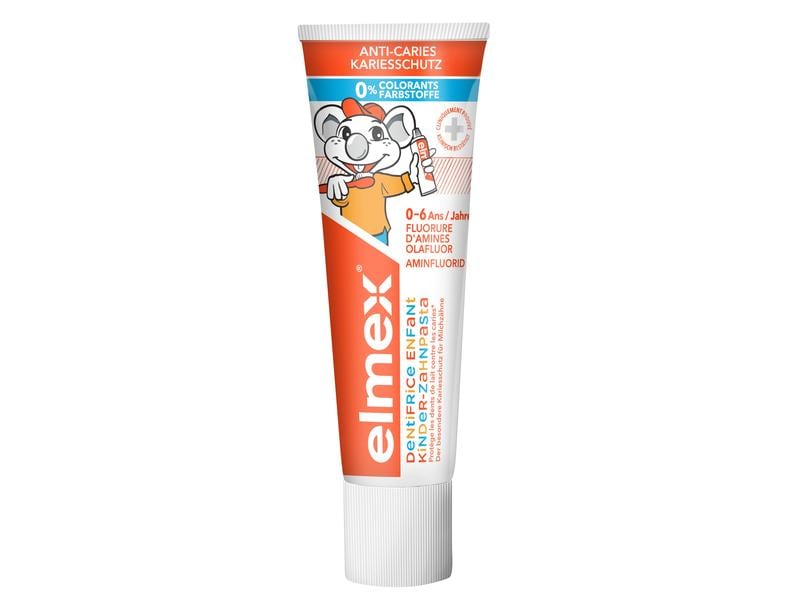 elmex Zahnpasta Kinder 0-6 Jahre 75 ml Zahncrème mit Dreifach-Schutzmechanismus für die Milchzähne