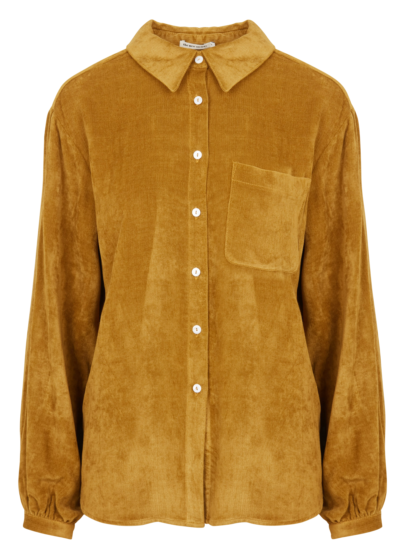 Chemise droite col classique en velours | Vert
