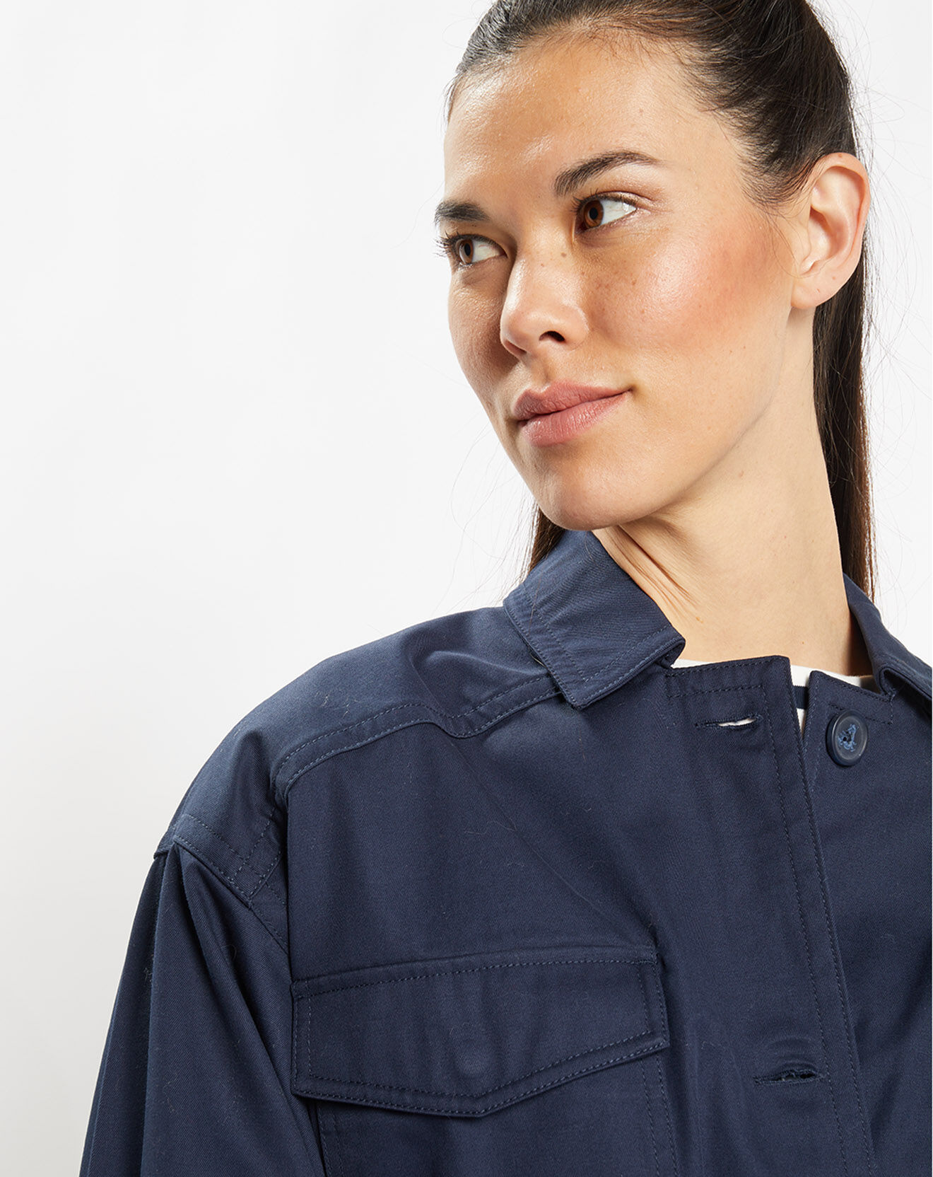 Galeries Lafayette Veste Saharienne en Coton épais bleu marine