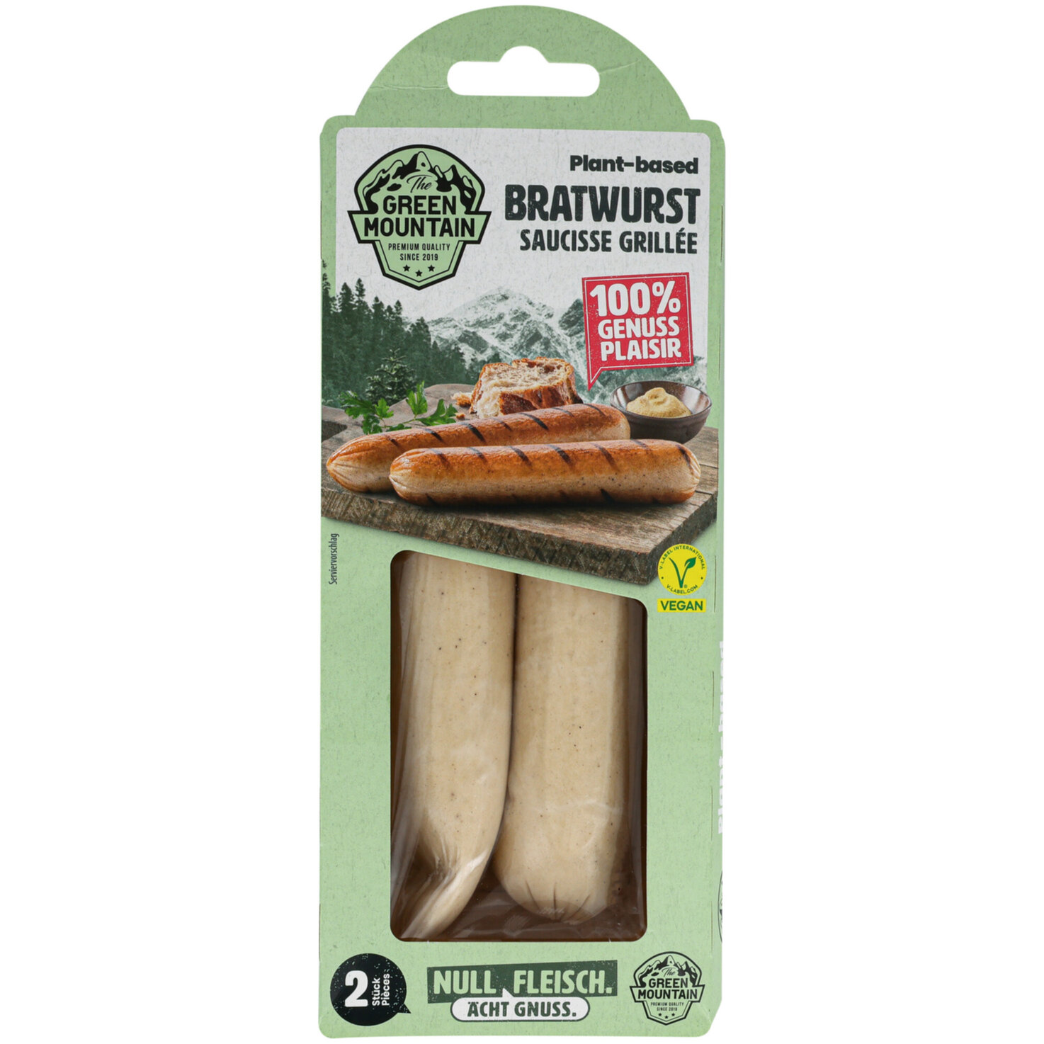 The Green Mountain plant-based vegane Alternative zu Bratwurst -