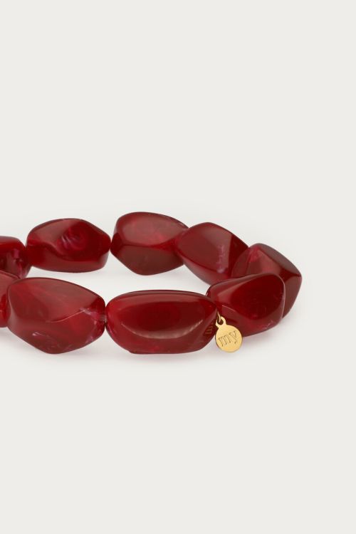 Burgundy armband met ovalen kralen