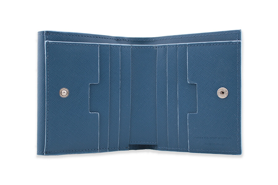 Stair wallet dark blue Saffiano