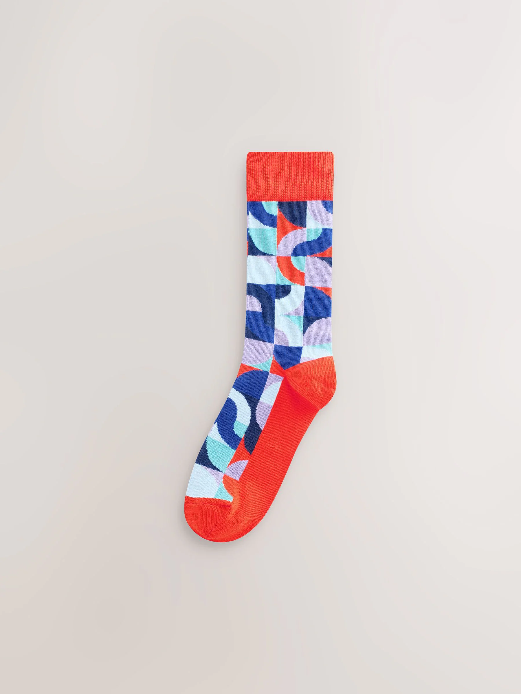 Felrood/Groen geometrisch - Set van 8 sokken met patroon