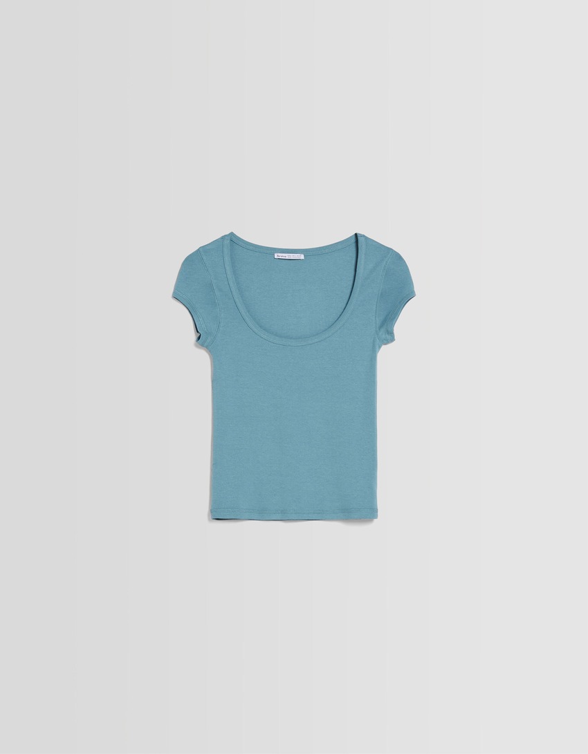Camiseta de manga curta com gola redonda