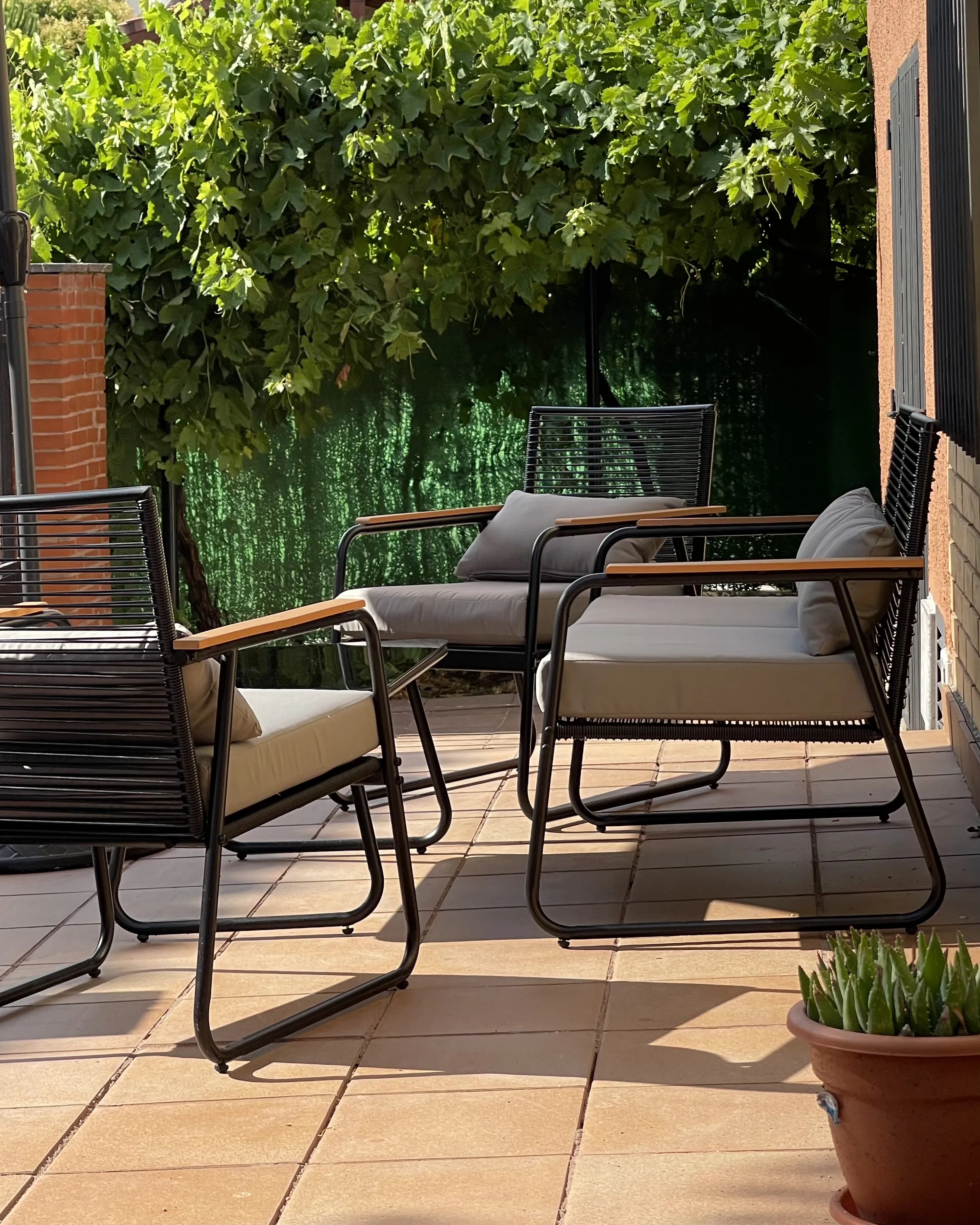Loungeset met tafel 4-zits POMONTE Metaal Zwart