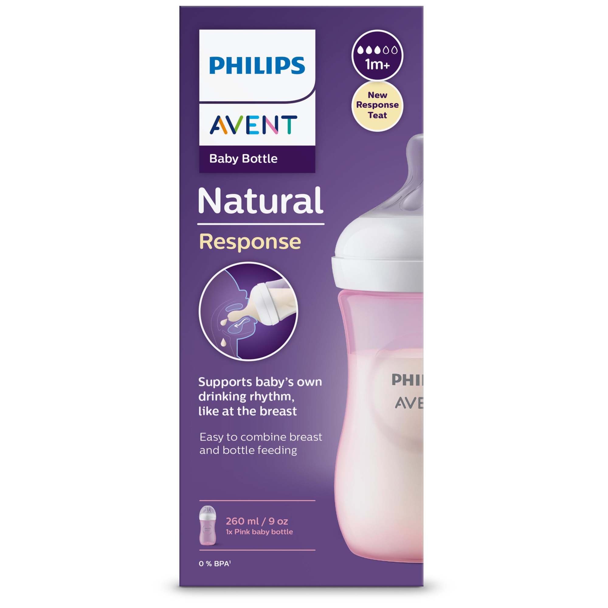 Philips Avent Natural fles 260ML roze