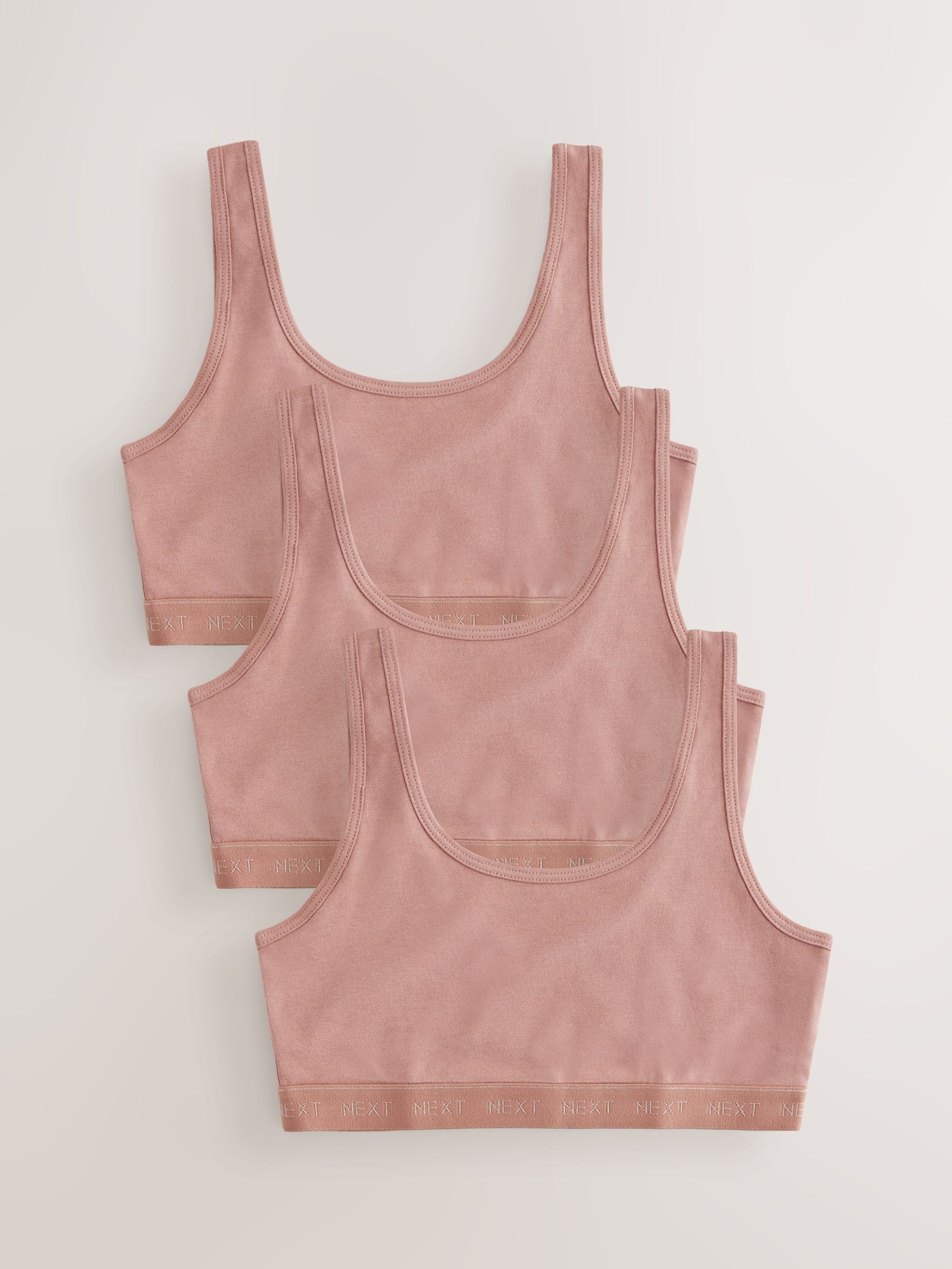 Neutraal - Set van 3 crop tops met diepe ronde hals (5 - 16 jr)