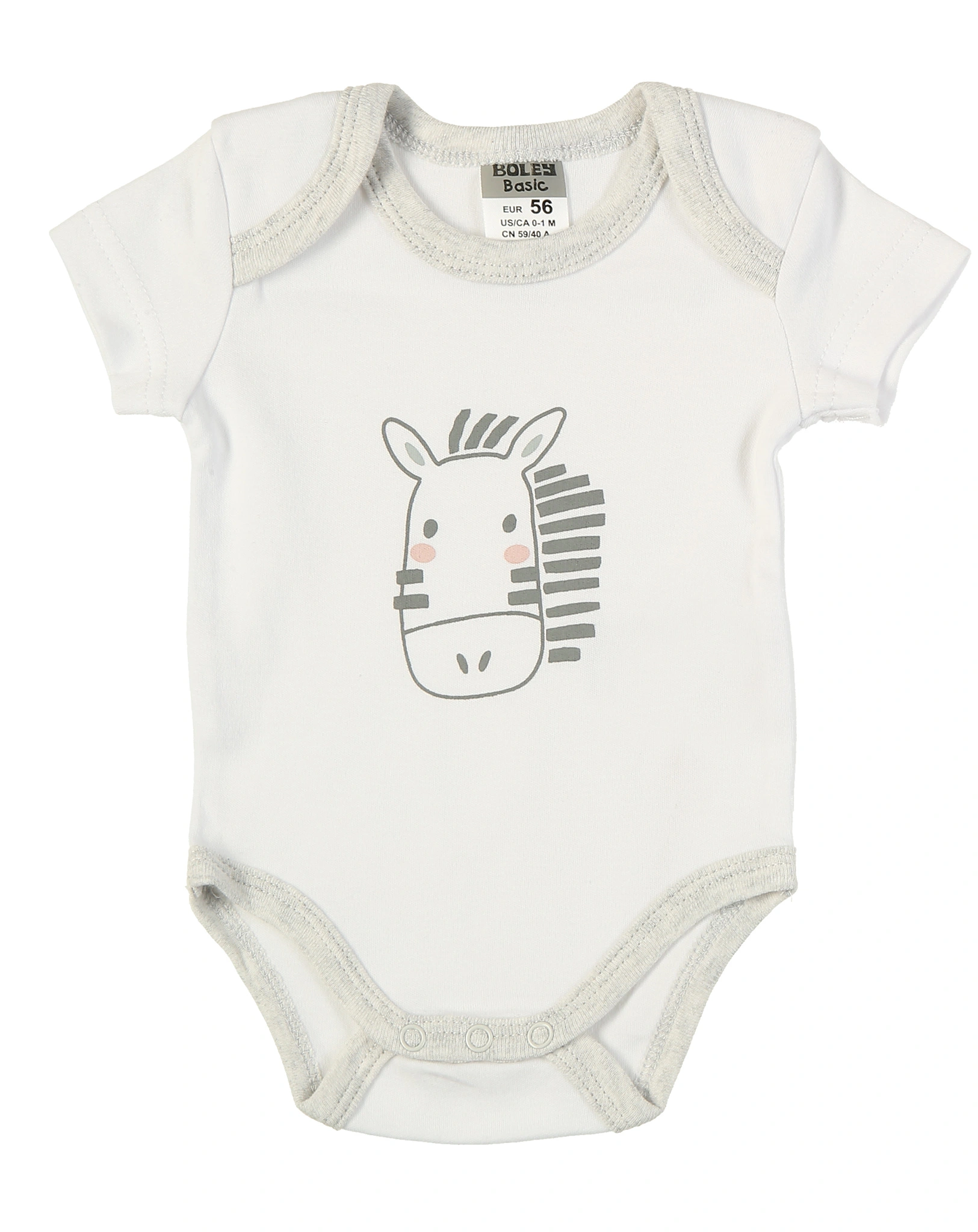 Kurzarm-Body ZEBRA & LÖWE 3er-Pack in grau