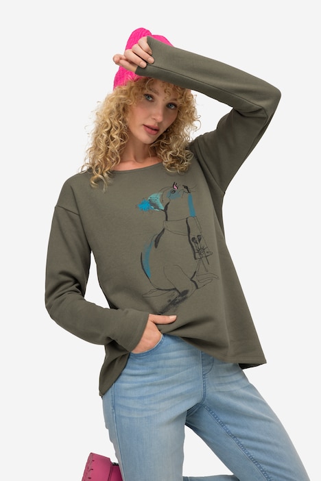 Sweatshirt, Robben-Print, Rundhals, Langarm