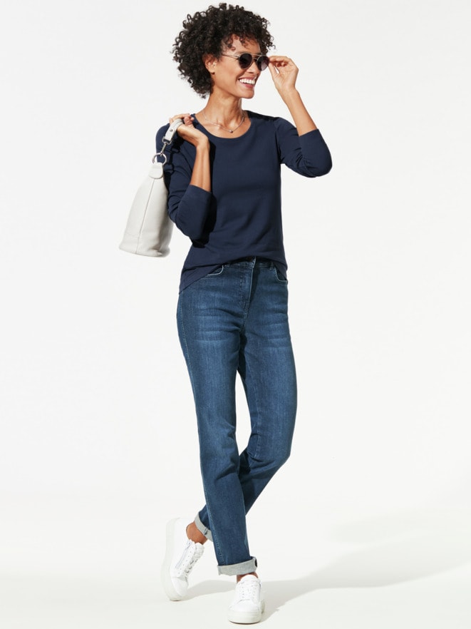 Baumwoll-Basic-Shirt Langarm