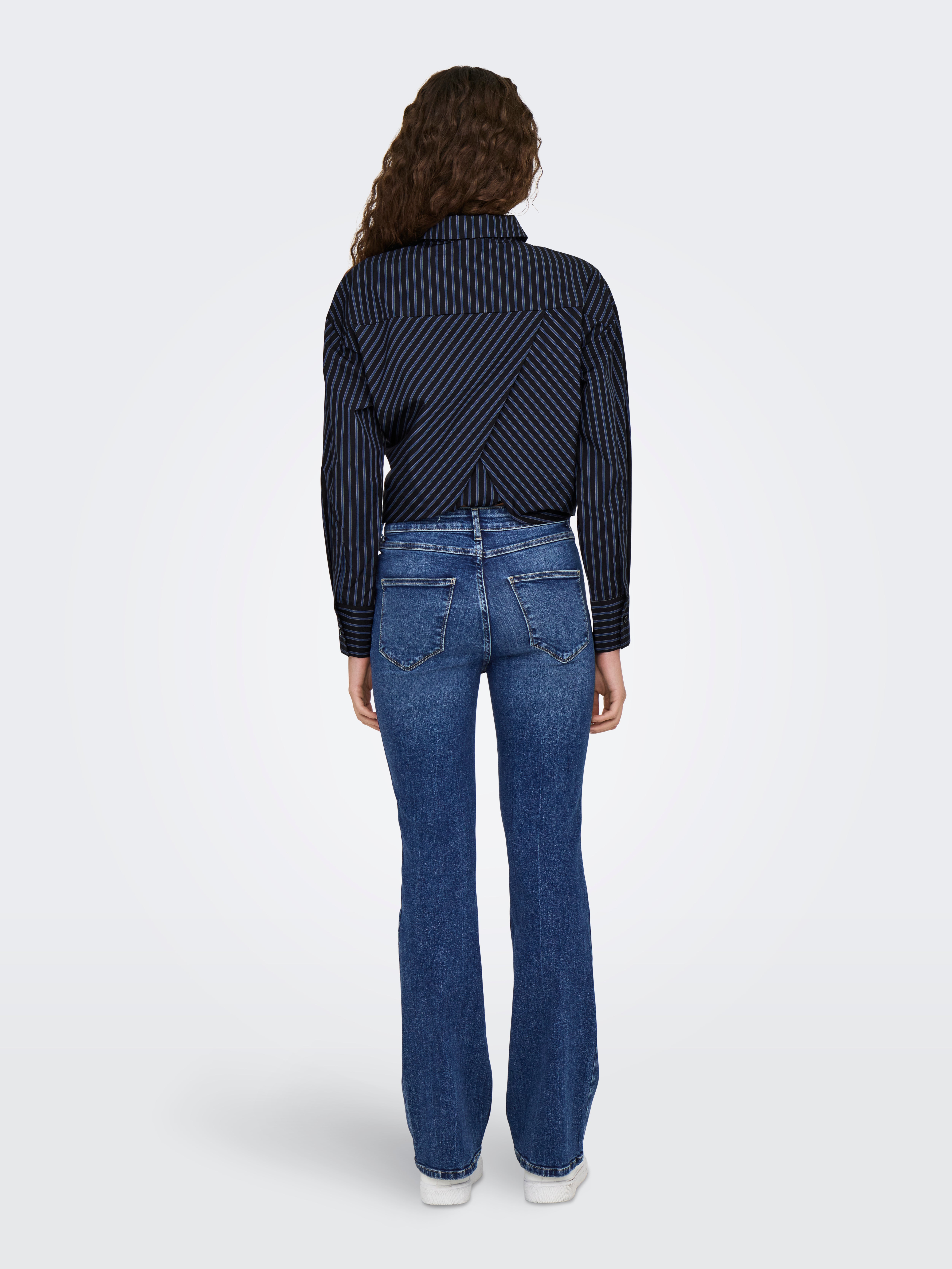 ONLLUNA Hohe Taille Ausgestellt Jeans Dark Blue Denim