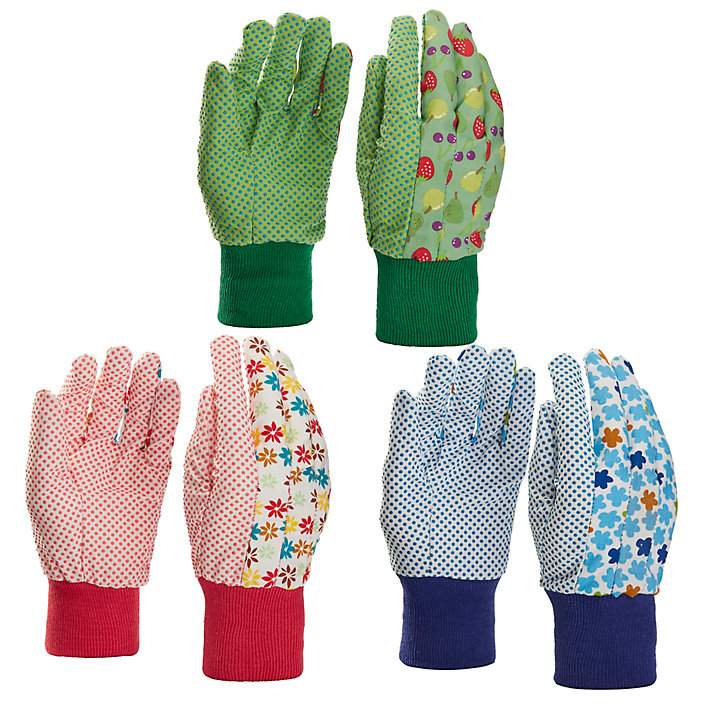 Gants en coton imprimé, paquet de 3 paires Verve - Taille 8 (M)