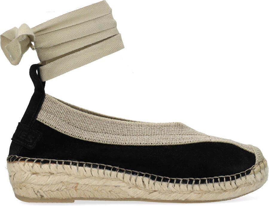 Shabbies Amsterdam Palma Kimono espadrille Suède Zwart