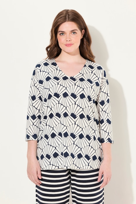 Pyjama-Shirt, V-Ausschnitt, 3/4-Arm, Biobaumwolle