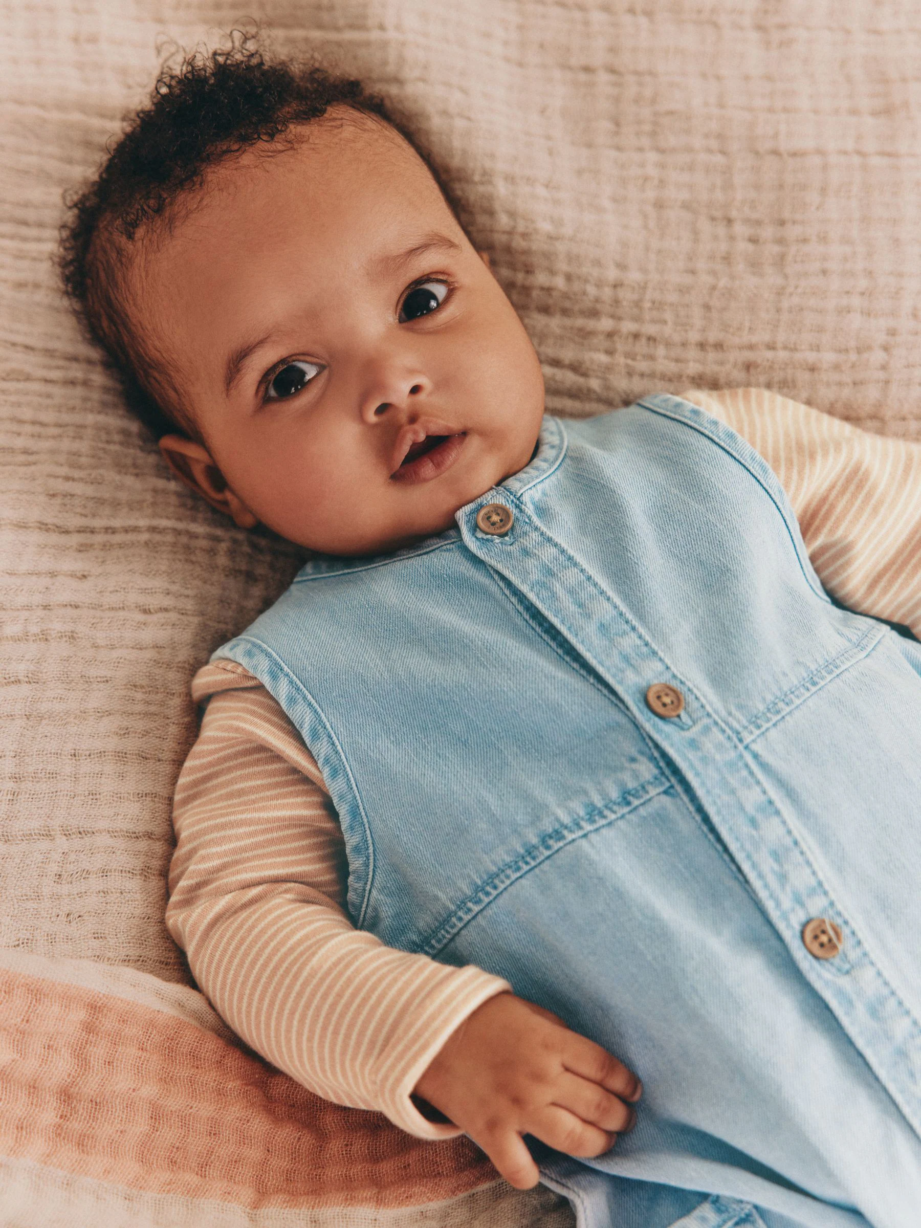 Denimblauw - Babyset van tuinbroek en rompertje (0mnd-2jr)