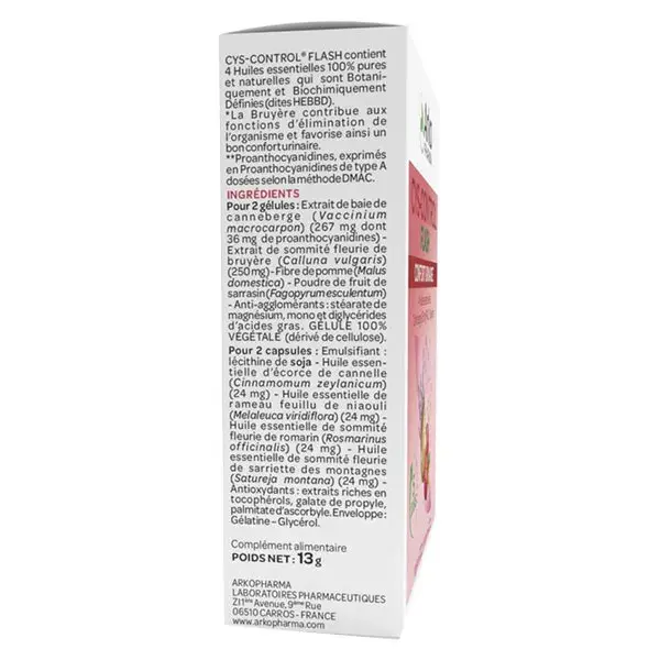 Arkopharma Cys-Control Flash Conforto Urinário 10 cápsulas + 10 cápsulas gelatinosas