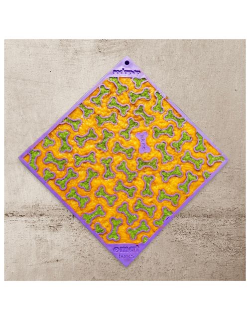 Sodapup Lickmat Bones - Hondenvoerbak - Paars Large