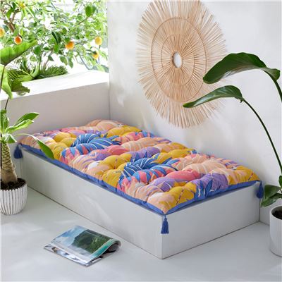 Futon déperlant imprimé tropical - BECQUET CRÉATION