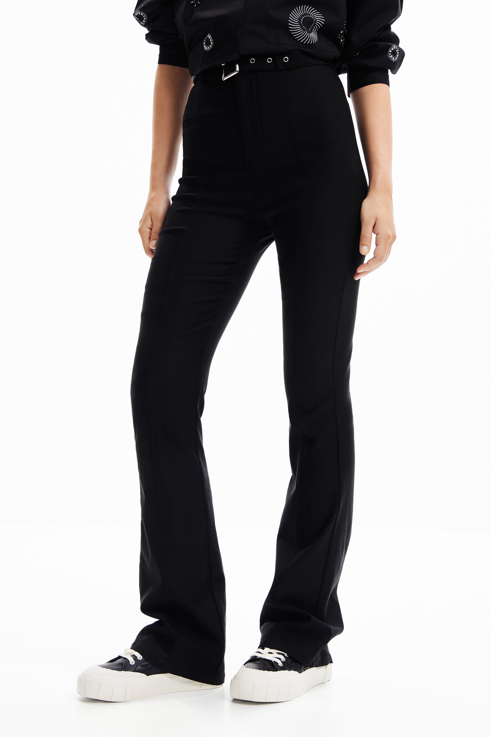 Pantalon évasé ceinture