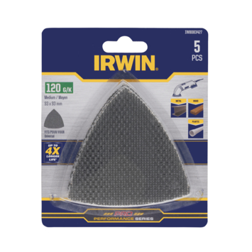 Irwin schuurgaas driekhoek 95 x 95 mm zelfhechtend K120, 5 stuks