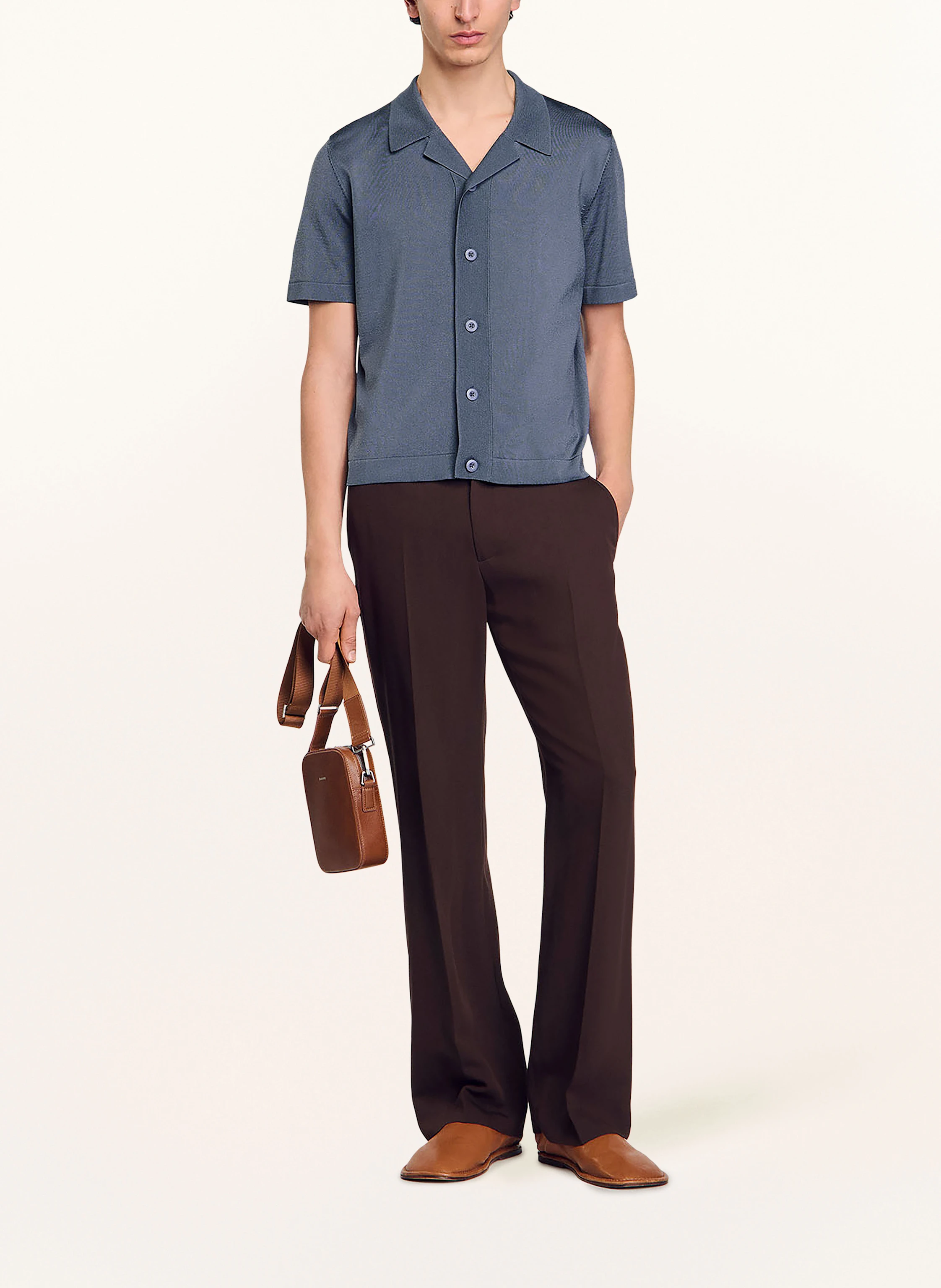 SANDRO Strick-Resorthemd Extra Slim Fit