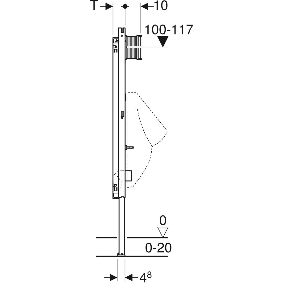 Geberit Duofix Basic urinoir element inbouw H130cm zelfdragend