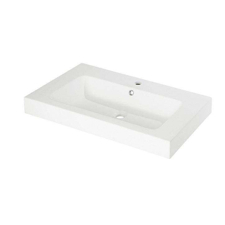 Plan vasque en résine blanc à encastrer GoodHome Duala l. 80 cm