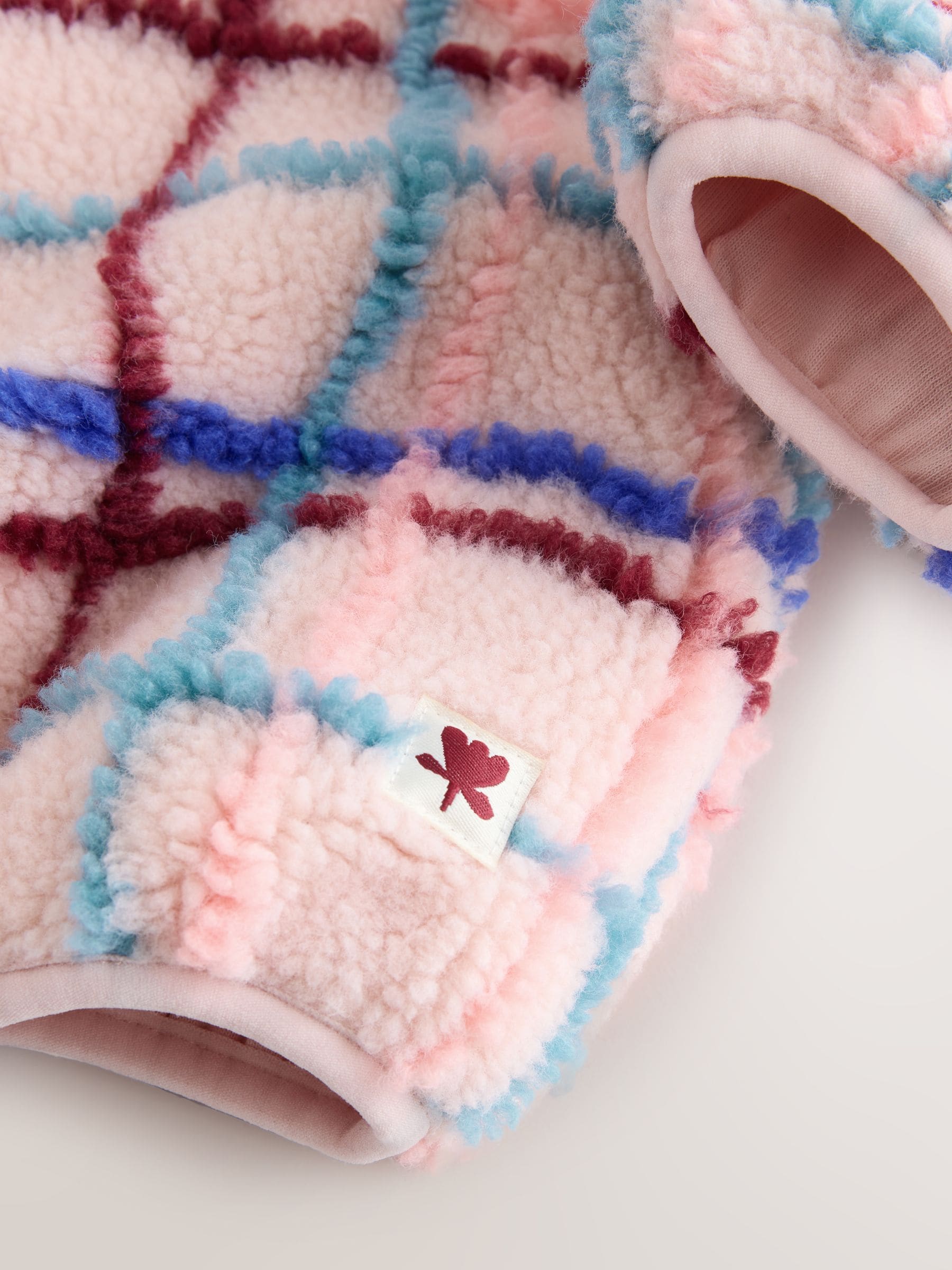 Roze rasterprint - Fleece met ritssluiting (3mnd-7jr)